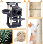 Topeakmart 71.5in Cat Tree Large Cat Tower for Indoor Cats, Multi-Level Cat Furniture w/Condos, Perches, Basket, Hammock and Scratching Posts, Cat Kitten Pet Play House