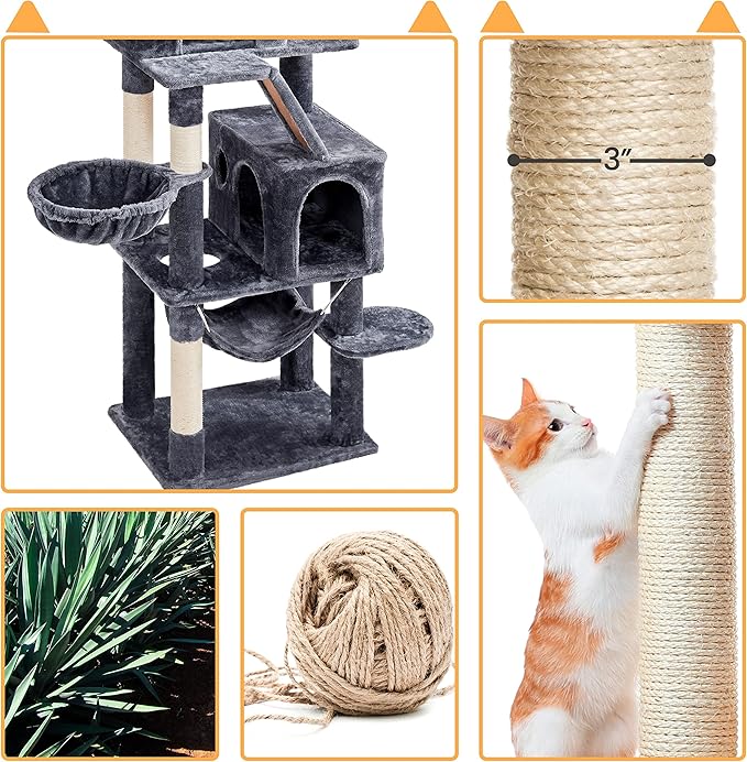 Topeakmart 71.5in Cat Tree Large Cat Tower for Indoor Cats, Multi-Level Cat Furniture w/Condos, Perches, Basket, Hammock and Scratching Posts, Cat Kitten Pet Play House