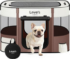 Love's cabin Pet Puppy Dog Playpen, Medium Dog Tent Crates Cage Indoor/Outdoor, Portable Exercise Playpen for Cat, Foldable Pop Up Dog Kennel Playpen with Carring Case (M, Brown)