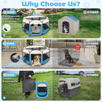 Dog Playpen 45", HOMAGICO Pet Playpen for Indoor Cats Enclosed, Portable Dog Cage Outdoor Tent Crate with Carrying Case, Water-Resistant and Removable Shade Cover, Blue