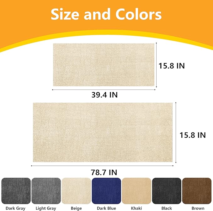 Cat Scratch Pad for Wall,Cuttable and Adhesive Cat Scratching Mat,Fun Interactive Scratcher,Cat Scratch Furniture Protector (Beige,78.7×15.8inch)