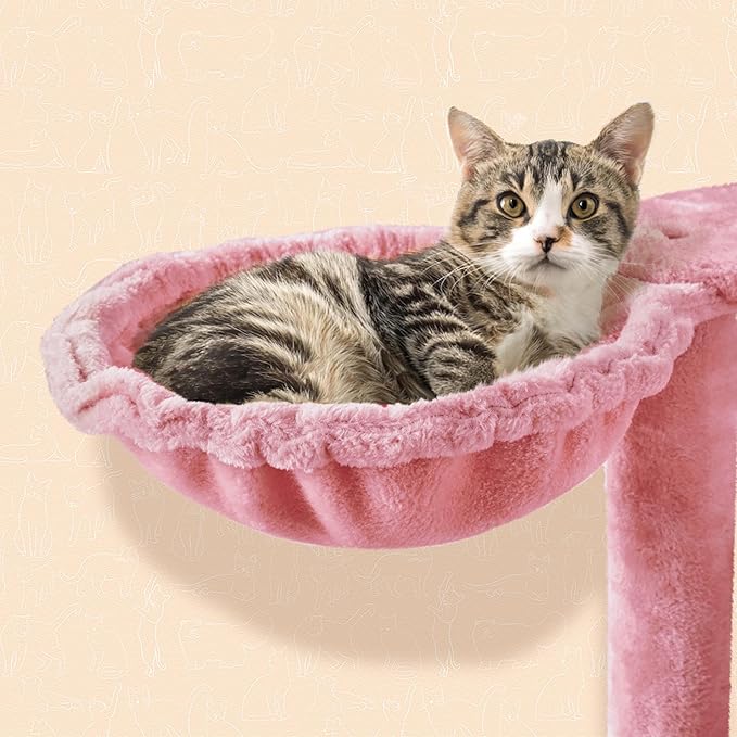 Topeakmart 57 inches Multi-Level Cat Tree Cat Condo with Scratching Posts Kittens Activity Tower Pet Play House Furniture, Pink