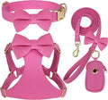 Beirui Adorable Small Dog Harness Collar and Leash Set,Cute XXS Puppy Harness Set with 3 Bows for Tiny Dogs,Chihuahua,Adjustable Step-in Vest for Daily Walking,Parties&Holiday Outfits(Hot Pink,XXS)
