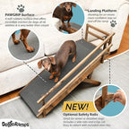 DoggoRamps Dog Ramp with Rails for Couch - Adjustable from 14" to 21" with Anti-Slip Grip & Convenient Platform Top - for Dogs up to 150lbs - Made of Solid Wood in North America