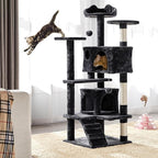 Topeakmart 54in Cat Tree, Cat Tower w/Large Cat Condo Scratching Posts and Perch, Cat Stand House Furniture, Black