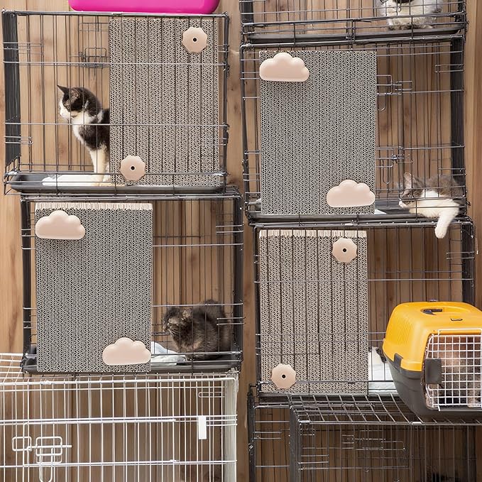 2 Pack Cat Scratcher Cat Scratching Cardboard Post for Cage 12" x 8" Wall Mounted Scratcher Board for Indoor with Cloud-Shaped Holders Double-Sided Usability