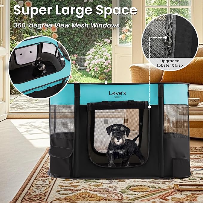Love's cabin Pet Puppy Dog Playpen, Small Dog Tent Crates Cage Indoor/Outdoor, Portable Exercise Playpen for Dog and Cat, Foldable Pop Up Dog Kennel Playpen with Carring Case (S, Green)