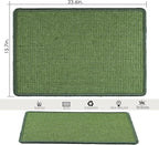 Cat Scratcher Mat, 23.6x15.7inch Natural Sisal Cat Scratchers for Indoor Cats with Velcro,Stick on Floor Cat Wall Scratcher,Horizontal Cat Scratch Mat Protect Furniture (Green Color)