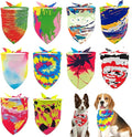 10PCS Dog Bandanas Tie Dye for Xs Small Breed Dog Bandanas Pack Kerchief Washable Triangle Bibs Head Scarves Scarfs for Boys and Girls Grooming Accessories Costume