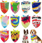 10PCS Dog Bandanas Tie Dye for Xs Small Breed Dog Bandanas Pack Kerchief Washable Triangle Bibs Head Scarves Scarfs for Boys and Girls Grooming Accessories Costume
