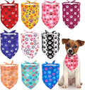 10PCS Small Dog Bandanas with Paw Print for XXS XS Small Dog Girl Boy in Red Blue Yellow Pink Purple White Black Green Scarves Grooming Accessories Costume