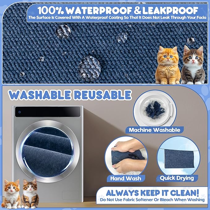 Cat Scratch Furniture Protector - Anti-Slip, Waterproof Sofa Cover to Keep Cats Off, Pet-Friendly Couch Protectors for 3 Cushion Couch, Anti-Scratch Couch Cover for Pets and Kids 134"X71"Navy Blue