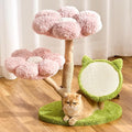Modern Natural Solid Wood Cat Tree Tower for Indoor Cats Large Adult, 30 inch Flower Cat Tree with Scratching Post, Luxury Aesthetic Cat Tree with Cloud-Soft Flower Perches and Sisal Scratching Pad