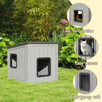 KAMABOKO Outdoor Cat House Weatherproof Insulated for Winter, Durable Shelter for Feral and Outdoor Cats, All-Season Cat House with Removable Roof & Waterproof Base for Patio, Porch, Black