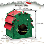 KAQJW Christmas Detachable Felt Cat Bed Condo Shelter House for Indoor Use - Easy to Assemble, Durable and Warm Funnest - Cozy Shelter with Built-in Scratching Board and Bonus Cat Toys