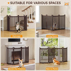 Yaheetech 36" H Extra Tall Freestanding Pet Gate 4-Panel Wooden Dog Fence with 2 Support Feet Folding Dog Gate for Indoor, Stairs, Doorway, Halls, Kitchen Wooden Pet Barrier Espresso, 79.5" L x 36" H