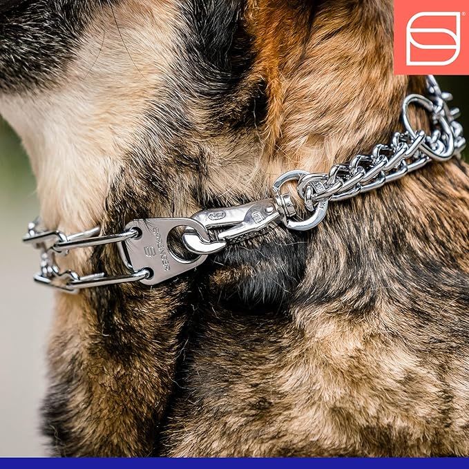Herm. Sprenger Ultra-Plus Prong Dog Training Collar with Quick Release Snap and Swivel, Anti Pull Training Pinch Collar, Steel Chrome Plated (3.0 mm x 18" Neck Size; 23" Chain Length)