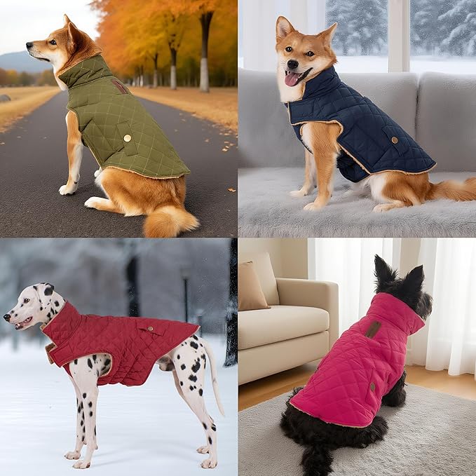 Dog Winter Coat, Waterproof Warm Dog Jackets for Large Dogs Boy, Adjustable Pet Vest Windproof Cold Weather Clothes Dogs Snowsuit with Leash Hole, Green XX-Large