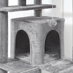 Topeakmart Cat Tree, 80-Inch Cat Tower Cat Condo with Scratching Posts, Padded Perches and Ladder, Cat Stand House Furniture, Light Gray