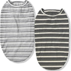 Dog Shirts Vest Cotton Striped T-Shirt, Sleeveless Stretchy Pet Clothes for Small Dogs, 2-Pack Soft Breathable Puppy Tank Top Cat Tee (X-Large, Black,Gray)