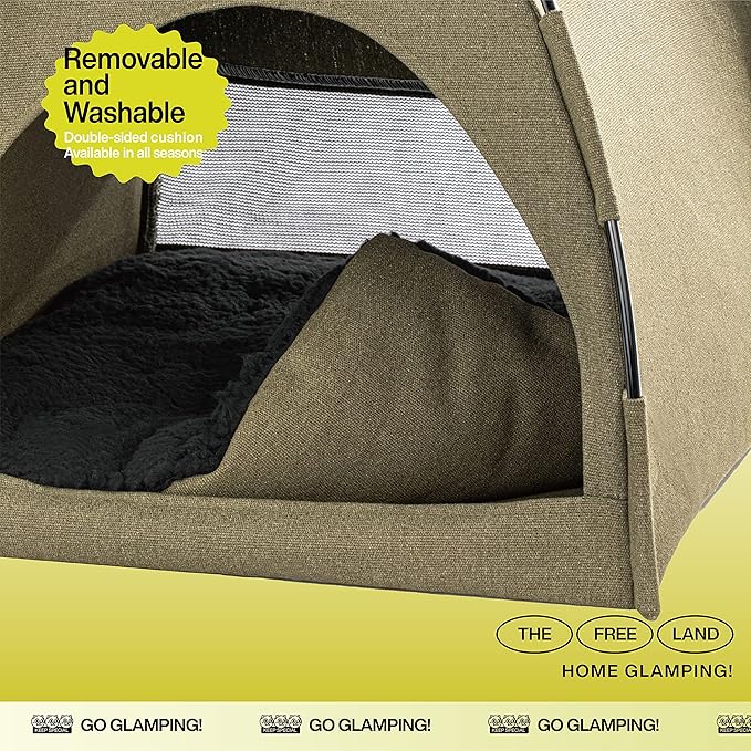 FURRYTAIL Cat Bed for Indoor Cats, Cat Houses, pet beds for cat and Small Dogs,Cat Tent, Kitten Bed, Cat Hut, Cat Cave with Removable Washable (Beige)