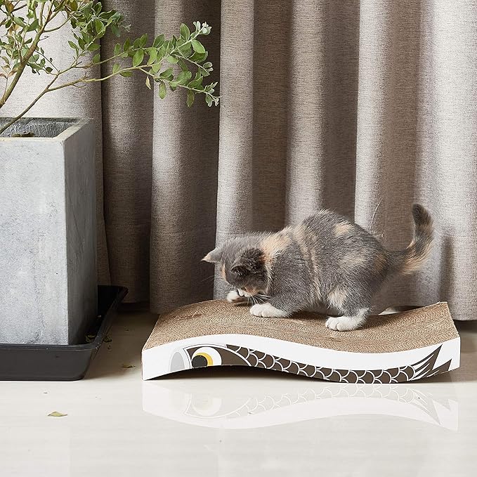Cat Scratcher, Heavy Duty Scratch Pad, Durable Corrugated Cardboard Scratching Board for Indoor Cats, Double-Sided Usability, Recyclable, with Catnip