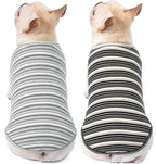 Dog Shirts Vest Cotton Striped T-Shirt, Sleeveless Stretchy Pet Clothes for Small Dogs, 2-Pack Soft Breathable Puppy Tank Top Cat Tee (Small, Black,Gray)