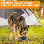 Neater Pet Brands - Outdoor Camping Style Pet Bowl - Enamel Ware Blue Black Granite Colors - Dog Cat No Tip Skid Bowls (32 oz, Black)