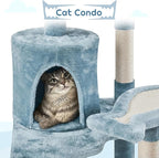 Topeakmart Cat Tree Ocean-Themed Cat Tower 61in, Multi-Level Cat Climbing Tree with Condo, Sisal Scratching Posts, Round Entrance, Perches, Hammock
