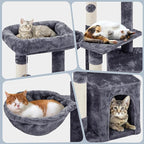 Topeakmart Cat Tree, 34in Cat Tower, Multi-Level Cat Condo with Extra Scratch Boards and Sisal Posts as Kitty Activity Center Pet Stand Tree for Indoor Kittens
