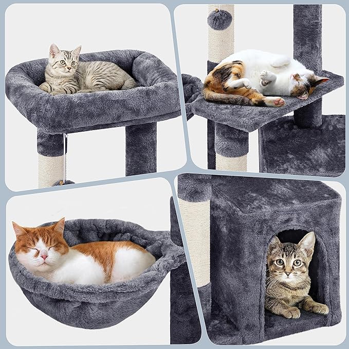 Topeakmart Cat Tree, 34in Cat Tower, Multi-Level Cat Condo with Extra Scratch Boards and Sisal Posts as Kitty Activity Center Pet Stand Tree for Indoor Kittens