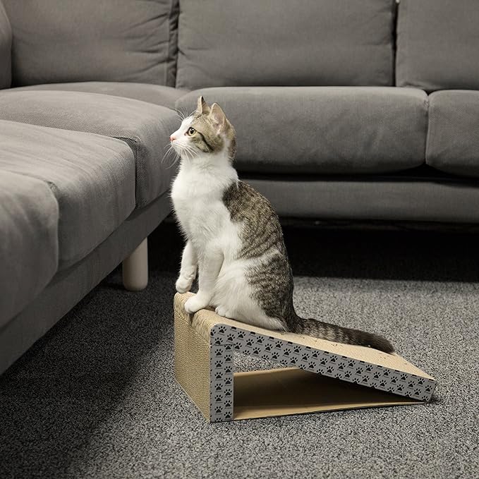 iPrimio Cat Scratch Ramps (2 Ramps for One Price) - Foldable for Travel and Easy Storage - Great for Cats Playing Over, Laying, and Scratching - Patent Pending Design (2 Pack)
