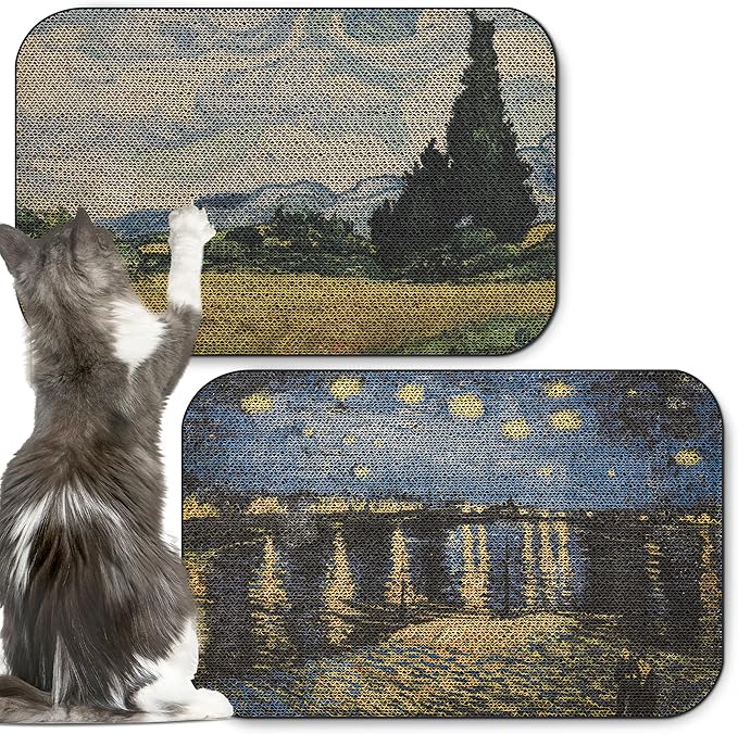 2 Pack Art Cat Scratcher, Wall-Mountable Cat Scratch Pad, Cat Wall Scratcher 16.7x11x1 Inch Cat Scratching Board for Indoor Cats Toy (Series2)