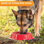 Neater Pet Brands - Outdoor Camping Style Pet Bowl - Enamel Ware Blue Black Granite Colors - Dog Cat No Tip Skid Bowls (64 oz, Red)
