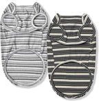 Dog Shirts Vest Cotton Striped T-Shirt, Sleeveless Stretchy Pet Clothes for Small Dogs, 2-Pack Soft Breathable Puppy Tank Top Cat Tee (X-Large, Black,Gray)