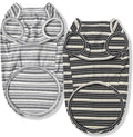 Dog Shirts Vest Cotton Striped T-Shirt, Sleeveless Stretchy Pet Clothes for Small Dogs, 2-Pack Soft Breathable Puppy Tank Top Cat Tee (Large, Black,Gray)