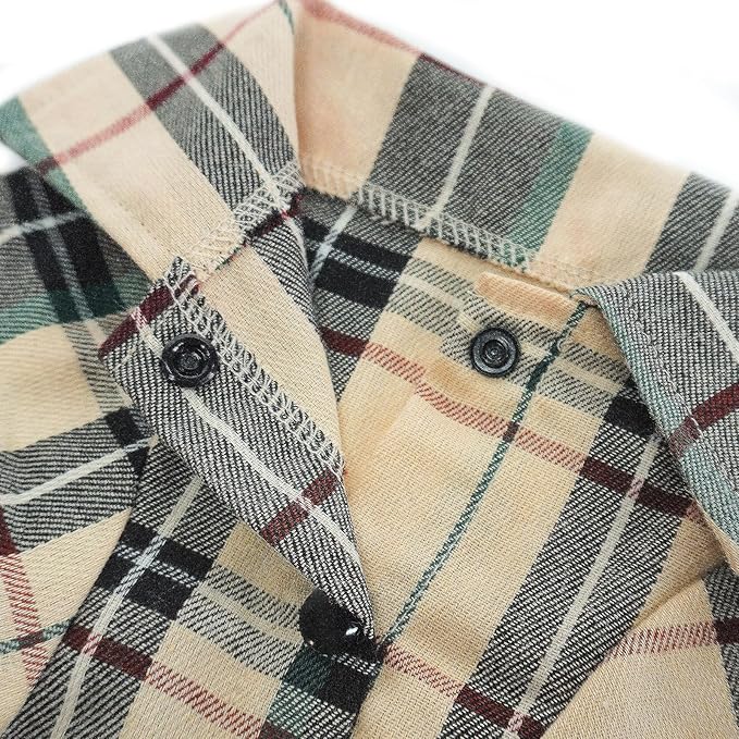 PUPTECK Plaid Dog Shirt, Cute Puppy Cat Polo T-Shirt, Soft Pet Clothes Outfit for Small Medium Dogs, Costume M