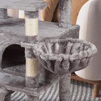 WEEWAY 68 Inches Multi-Level Large Cat Tree for Feline‌/Big Tower/Condo/Cozy Plush Kitty Perches/Fluffy Balls/Sisal Scratching Posts and Hammocks/Cave/Furniture Activity Center/Grey
