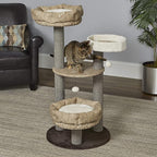 Midwest Homes for Pets 47.7-Inch Feline Nuvo Summit Fashionable Cat Tree with Removable Lounging Cat Bed, Brown & Tan (139S-TN)