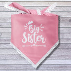 Big Sister Dog Bandana for Pregnancy Announcement, Handkerchief and/or Scarf Accessory for Dog, Warm Pink Color, Fits Medium to Large Dogs, Gender Reveal Prop for Expecting Mothers