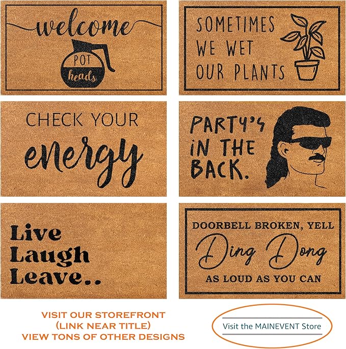 MAINEVENT Ding Dong Doorbell Door Mat 30x17 Inch, Doorbell Broken Welcome Mat for Covered Outdoor Area, Door Bell Broken Yell Ding Dong Doormat, Coir Welcome Rug Funny