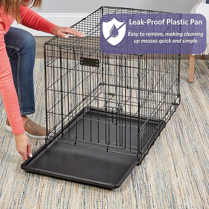 MidWest Homes for Pets 48-Inch iCrate for Extra-Large Breeds, 90-110 lbs, Single Door Folding Dog Crate with Divider Panel, Leak-Proof Tray & Secure Latches, Portable, Durable & Easy to Assemble
