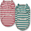 Dog Shirts Vest Cotton Striped T-Shirt, Sleeveless Stretchy Pet Clothes for Small Dogs, 2-Pack Soft Breathable Puppy Tank Top Cat Tee (Medium, Pine Green,Plum Red)