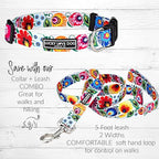 Lucky Love Dog - Easy Click Buckle Dog Collar with Leash Set Combo, Durable & Comfortable for Male & Female Dogs, Pet Collar for Large Dogs, Secure Fit - Ladybird Combo, Large