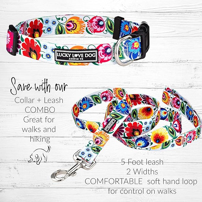 Lucky Love Dog - Adjustable Dog Collar with Easy Click Buckle for Medium, Durable, & Comfortable for Male & Female Dogs, Pet Collar for Puppies & Adult Dogs - Ladybird, Medium