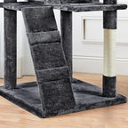 Topeakmart Cat Tree, 80-Inch Cat Tower for Indoor Cats, Cat Condo with Scratching Posts, Padded Perches and Ladder, Cat Stand House Furniture, Black
