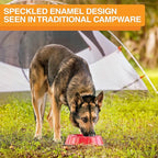 Neater Pet Brands - Outdoor Camping Style Pet Bowl - Enamel Ware Blue Black Granite Colors - Dog Cat No Tip Skid Bowls (16 oz, Red)