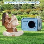 NUNU LAB Plastic Cat House Outdoor, Cats House for Indoor, Weatherproof Cat House, Camera Shaped Design, with Escape Door, for Small to Medium Cats (Blue)
