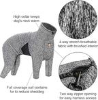 Kurgo Stowe Base Layer - Comfortable, Cold-Weather Pet Wear - Breathable Snug Fit - Dual-Zipper Dog Onesie - Reflective Side Seams - Dog Pajamas - Machine Washable - Medium - Black/Grey