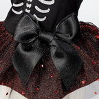 Fitwarm Halloween Skeleton Dog Dress, Funny Dog Halloween Costumes, Doggy Clothes for Small Dogs Girl, Pet Apparel, Black, Red, White, Small
